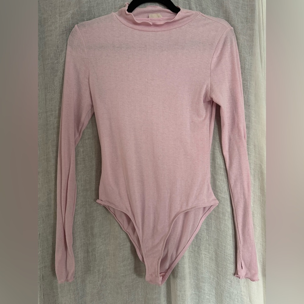 Free People Intimately Turtleneck Bodysuit Pink Sz S GUC